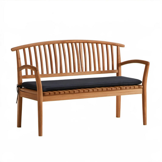 Dwuosobowa ławka ogrodowa z litego drewna akacjowego 120 x 63 x 79 cm brązowa z ciemnoszarą poduszką