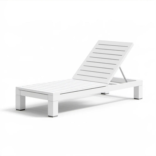 Regulowany biały leżak aluminiowy 200 x 70 x 35 cm
