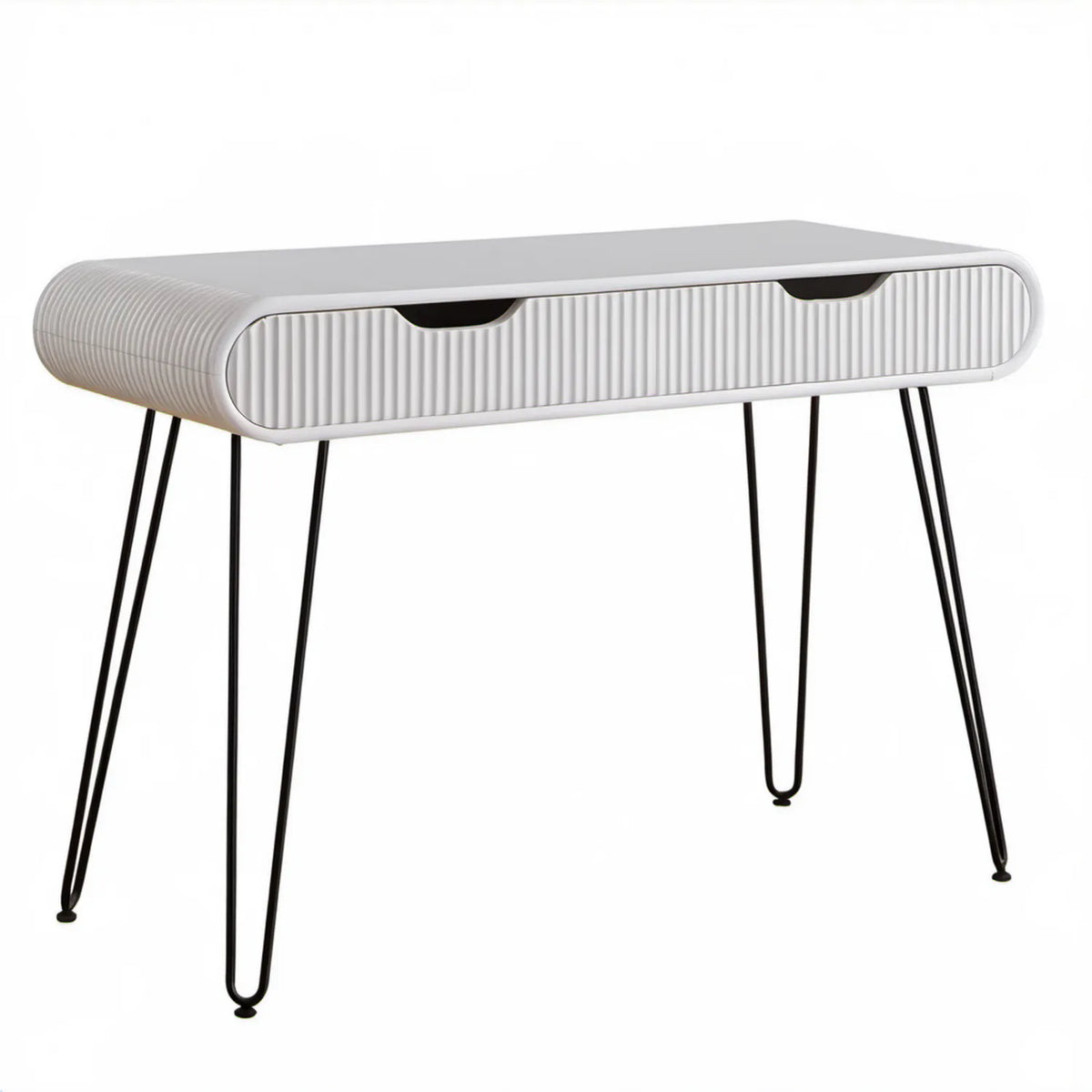 Biała konsola z 2 szufladami 100 x 35 x 76 cm MDF i stal