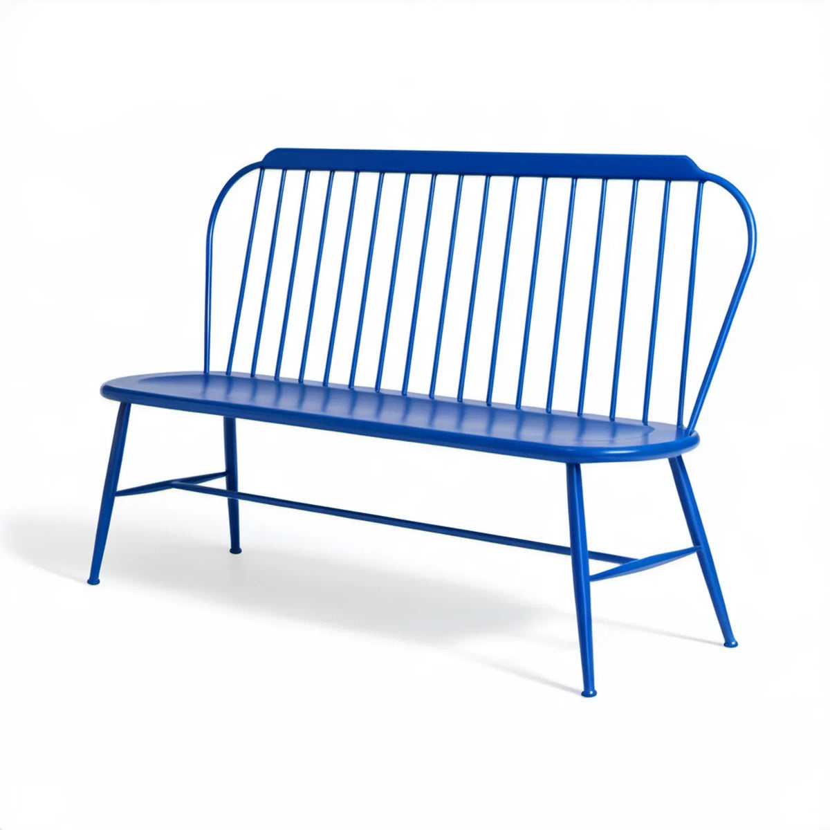 Niebieska stalowa ławka dwuosobowa 120 x 60 x 85 cm
