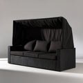 Czarna sofa ogrodowa 3-osobowa z daszkiem 180 × 75 × 180 cm
